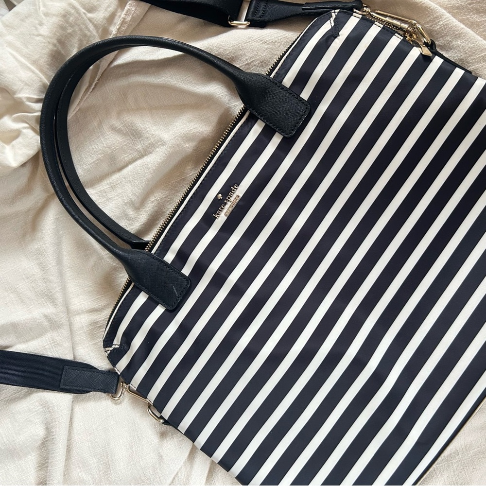 Kate Spade Black and White Striped Laptop Bag - Picture 4 of 6